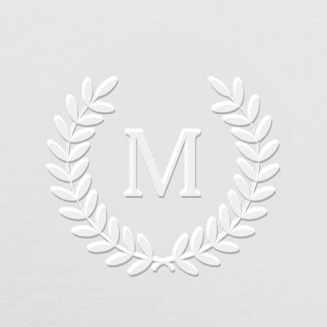 Classic Laurel Wreath Simple Monogram Elegant Embosser (Design)