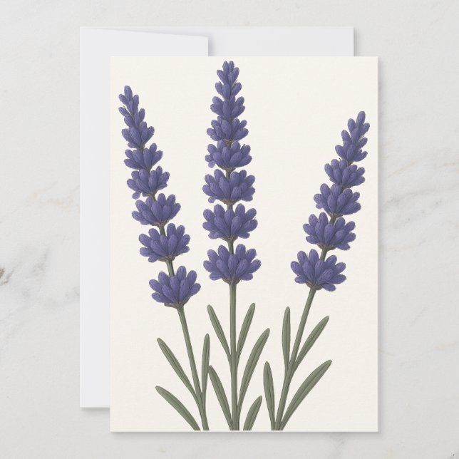 Classic Lavender Botanical Art Design Holiday Card (Front)