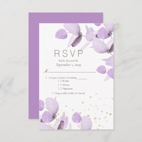 Classic Lavender Eucalyptus Glitter RSVP Wedding
