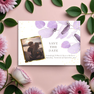 Classic Lavender Eucalyptus Glitter Save The Date  Announcement Postcard