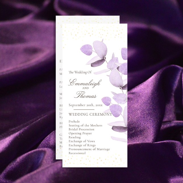 Classic Lavender Eucalyptus Glitter Wedding Program (Creator Uploaded)