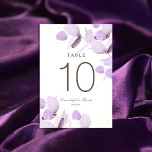 Classic Lavender Eucalyptus Glitter Wedding Table  Number