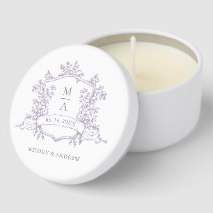 Classic Lavender Floral Crest Wedding Mini Candle Favors