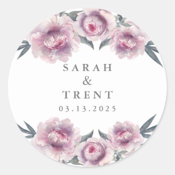 Classic Lavender Flowers Round Sticker by Vineyard at Zazzle
