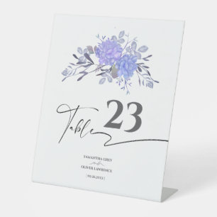 Classic Lavender Grey Wedding Table Card Pedestal Sign