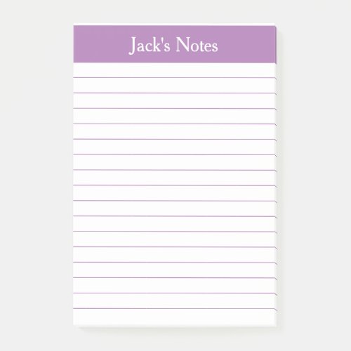 Classic Lavender Lined Personalized Post_it Notes
