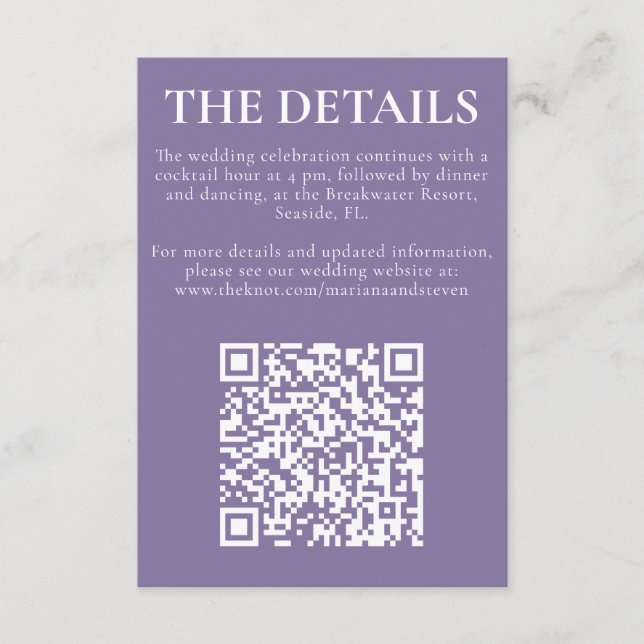 Classic Lavender Monogram Enclosure Card (Front)