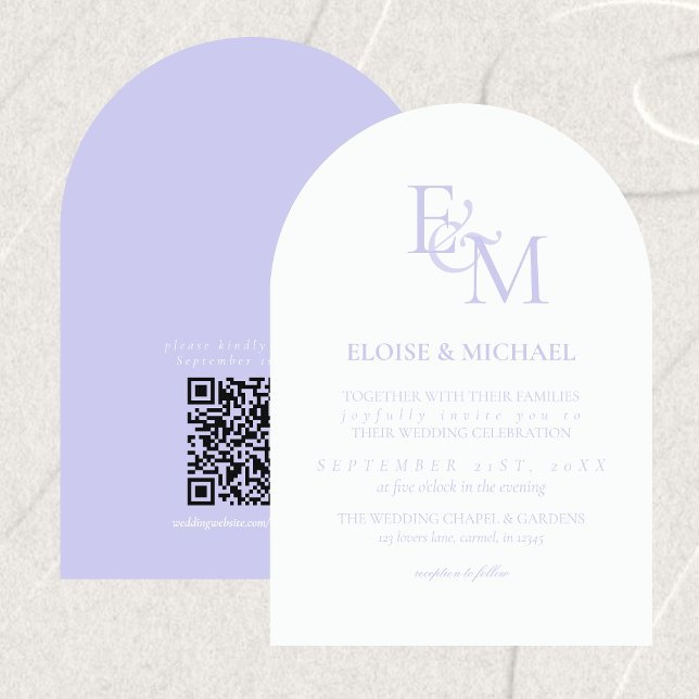 Classic Lavender Monogram Minimalist Wedding Invitation (Classic Lavender Monogram Minimalist Wedding Invitation)