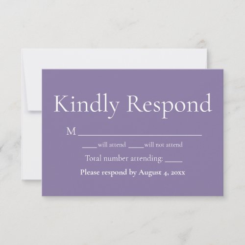 Classic Lavender Monogram Response RSVP Card