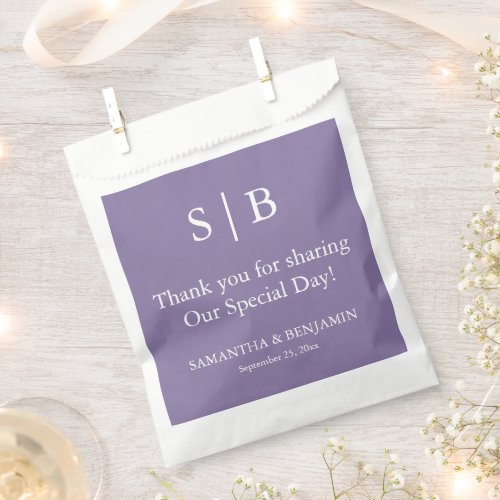 Classic Lavender Monogram Wedding Favor Bag