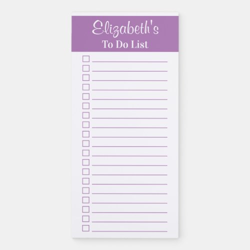 Classic Lavender Personalized To Do Checklist Magnetic Notepad