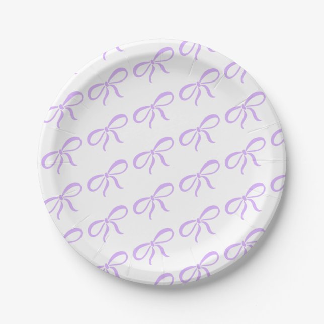 Classic Lavender Purple Ribbon Baby Shower Paper Plates (Front)