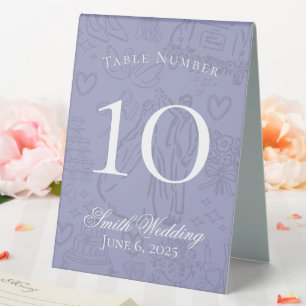 Classic Lavender Wedding Table Number Tent