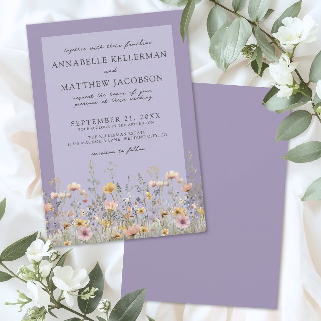 Classic Lavender Wildflower Floral Wedding Invitation (Classic Lavender Wildflower Floral Wedding Invitation )