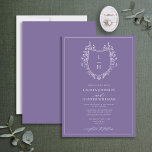 Classic Lavender Wildflower Monogram Crest Wedding Invitation<br><div class="desc">Are you looking for a modern twist on a classic wedding invitation? Then look no further than our Classic Lavender Wildflower Monogram Crest Wedding Invitation! This beautiful invitation is designed with a hand drawn crest embellished with wildflowers and butterflies. It features your monogram initials in a stylish font, and is...</div>