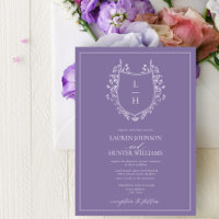 Classic Lavender Wildflower Monogram Crest Wedding