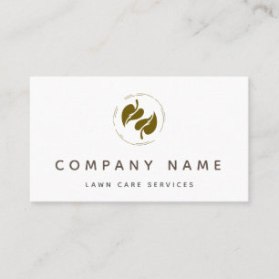 Classic Lawn Care Services Leaf Logo Minimalistic Business Card