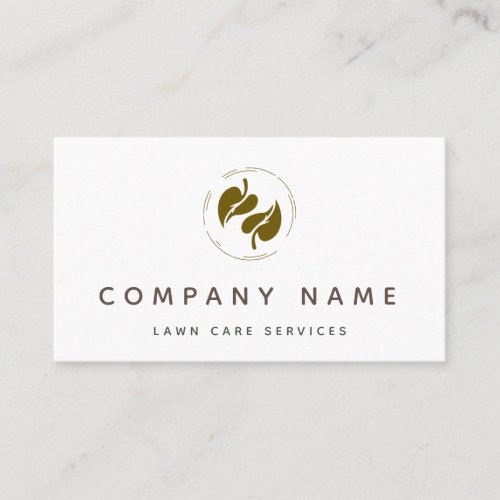 Classic Lawn Care Services Leaf Logo Minimalistic  Business Card