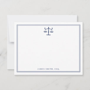 Classic Lawyer Note Card with Scales of Justice