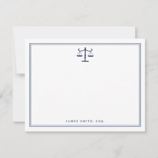 Classic Lawyer Note Card with Scales of Justice