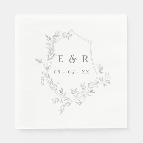 Classic Leafy Crest Wedding Monogram Napkins