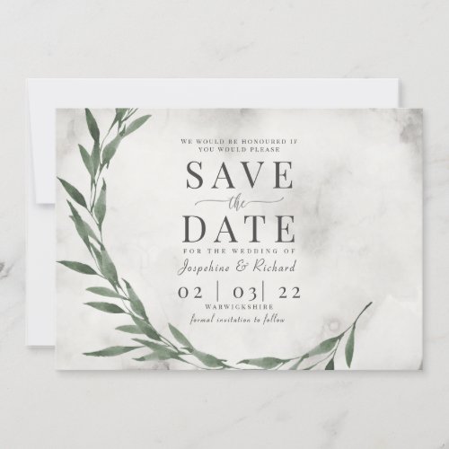 Classic Leaves a romantic Save the Date Invitation