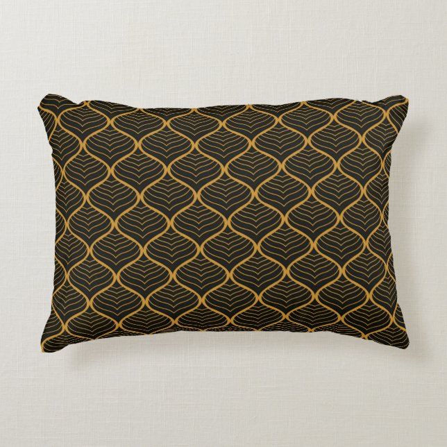 Classic Leaves Art Deco Seamless Pattern. Geometri Accent Pillow (Front)