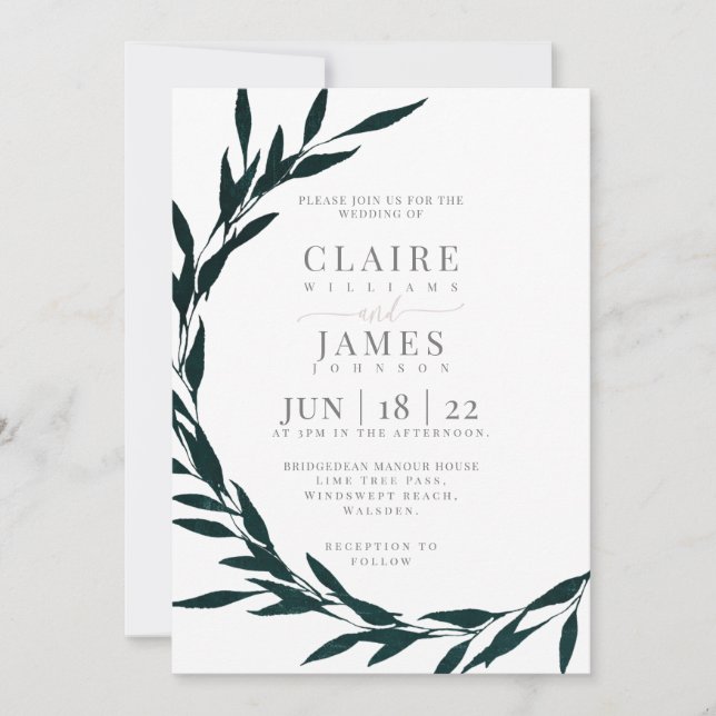 Classic Leaves dreamy drama EMERALD GREEN, Invitat Invitation (Front)