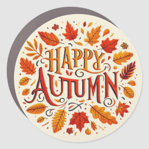 classic leaves & Happy Autumn Car Magnet