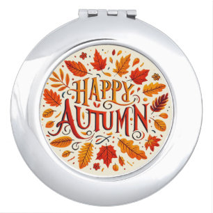 classic leaves & Happy Autumn Compact Mirror