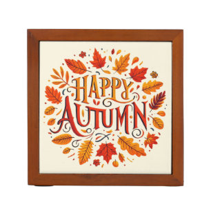 classic leaves & Happy Autumn  Desk Organizer