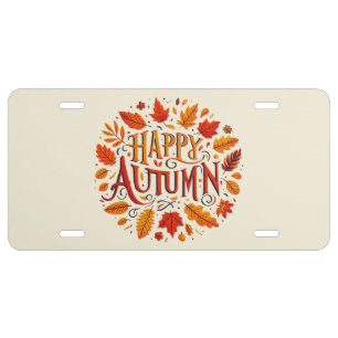 classic leaves & Happy Autumn License Plate