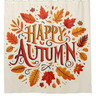 classic leaves & Happy Autumn Shower Curtain