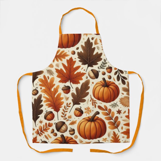 classic leaves/pumpkins/acorns Autumn  Apron (Front)