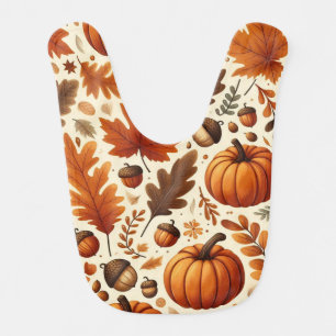 classic leaves/pumpkins/acorns Autumn  Baby Bib