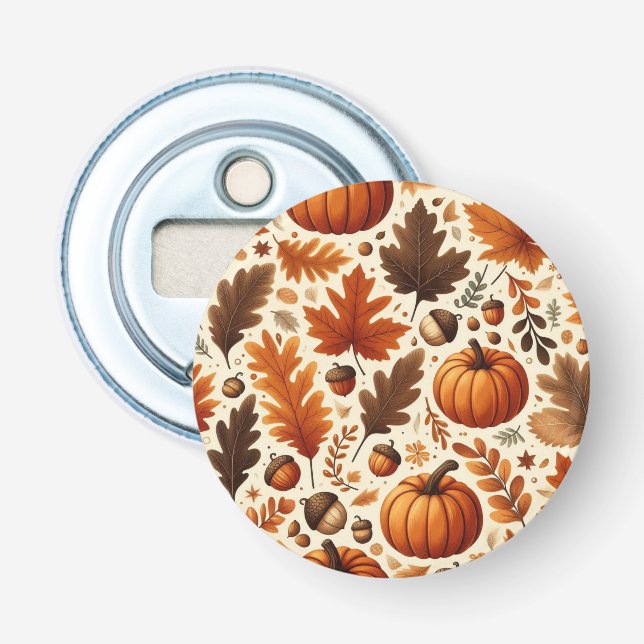 classic leaves/pumpkins/acorns Autumn  Bottle Opener (Front)