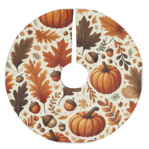classic leaves/pumpkins/acorns Autumn Brushed Polyester Tree Skirt