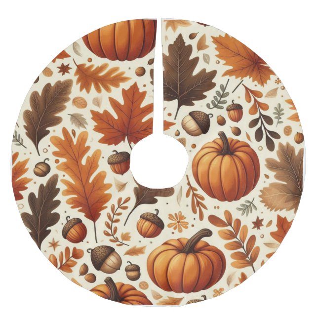 classic leaves/pumpkins/acorns Autumn  Brushed Polyester Tree Skirt (Front)