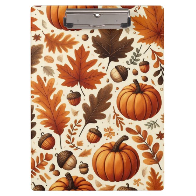 classic leaves/pumpkins/acorns Autumn  Clipboard (Front)