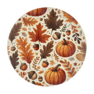 classic leaves/pumpkins/acorns Autumn  Cutting Board