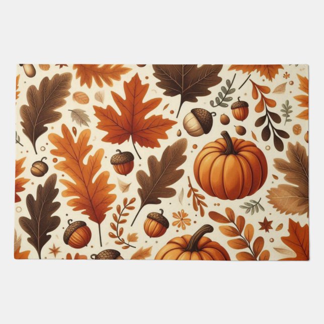 classic leaves/pumpkins/acorns Autumn  Doormat (Front)