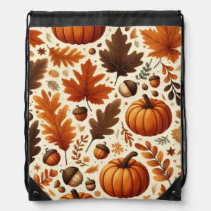 classic leaves/pumpkins/acorns Autumn Drawstring Bag