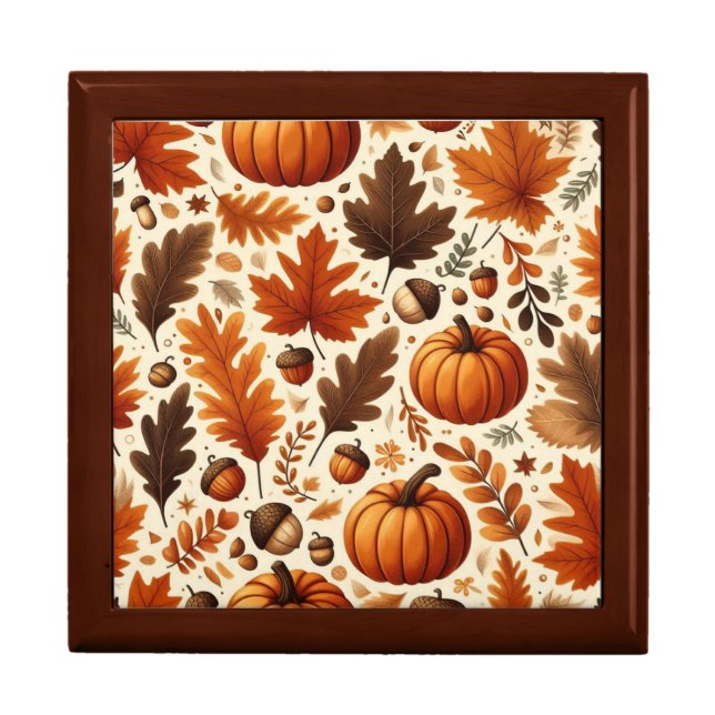 classic leaves/pumpkins/acorns Autumn  Gift Box (Front)