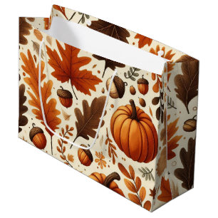 classic leaves/pumpkins/acorns Autumn Large Gift Bag