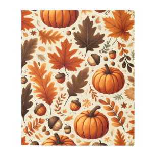 classic leaves/pumpkins/acorns Autumn Metal Print