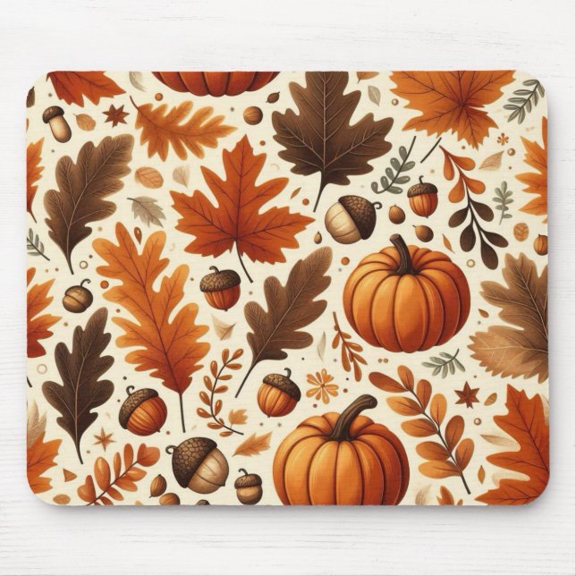 classic leaves/pumpkins/acorns Autumn  Mouse Pad (Front)