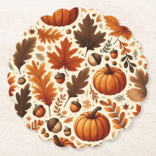 classic leaves/pumpkins/acorns Autumn Paper Coaster