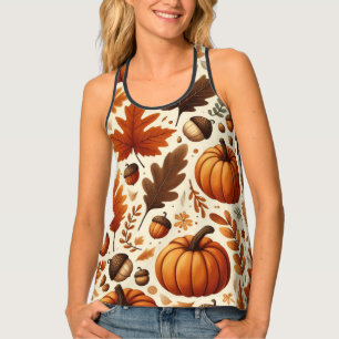 classic leaves/pumpkins/acorns Autumn Tank Top