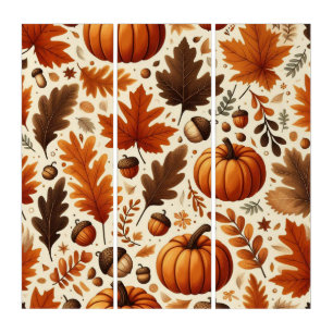 classic leaves/pumpkins/acorns Autumn  Triptych