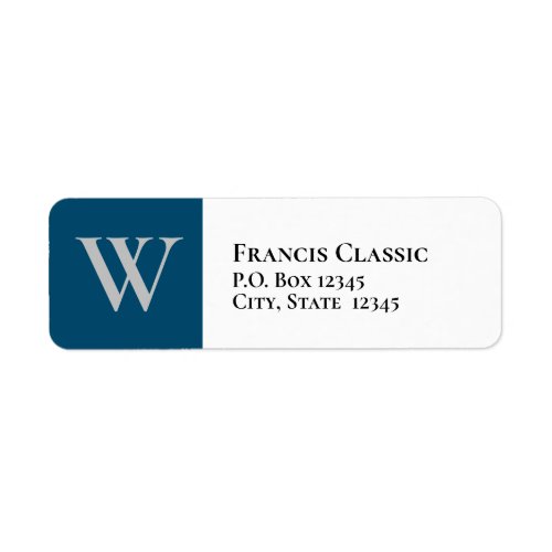 Classic Left Aligned Monogram Return Address Label